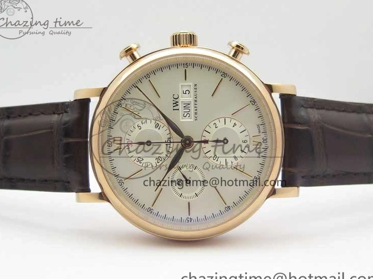 MIROTIME 0411 Efficient Portofino Chrono RG ZF 1:1 Best Edition White Dial on Brown Leather Strap A 7151
